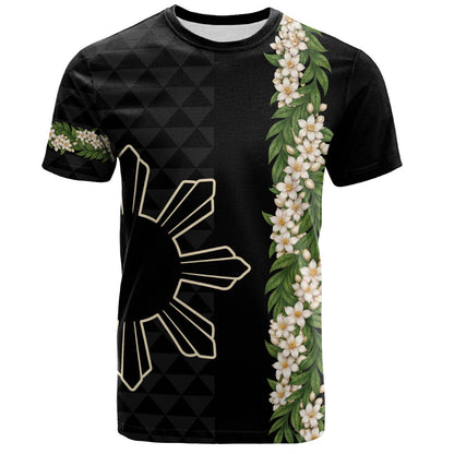 Philippines Filipinos T-Shirt Sampaguita Flower Sun Pattern Island Style