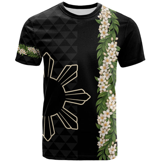 Philippines Filipinos T-Shirt Sampaguita Flower Sun Pattern Island Style