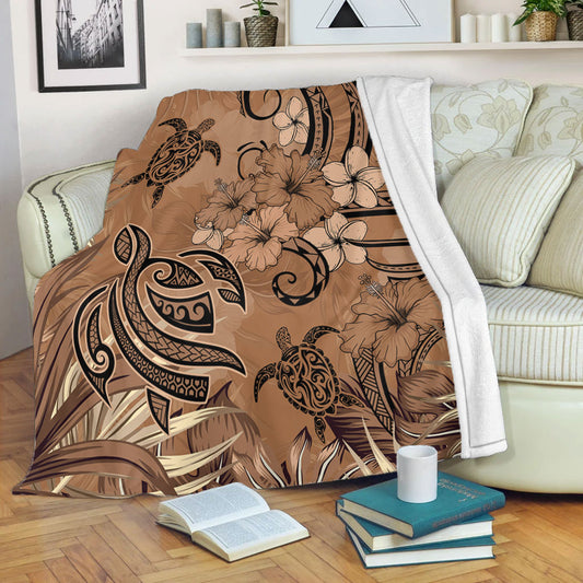 Hawaii Premium Blanket Polynesian Turtle Tattoo Tropical Elements