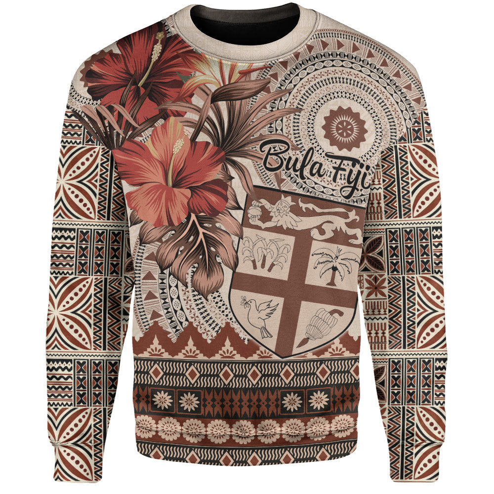 Fiji Sweatshirt Bula Tribal Print Beige