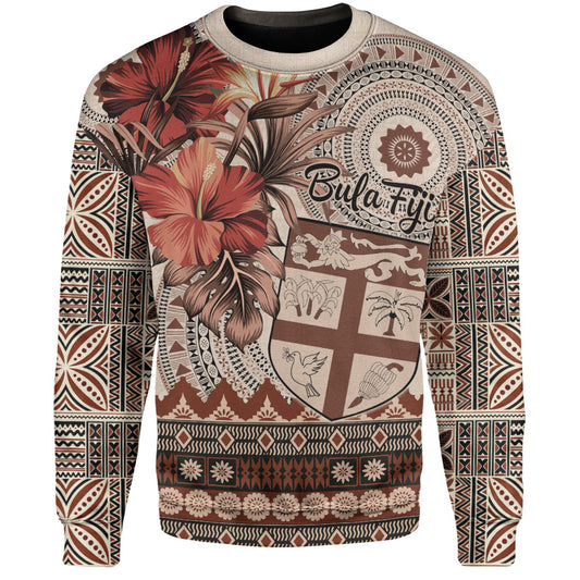 Fiji Sweatshirt Bula Tribal Print Beige