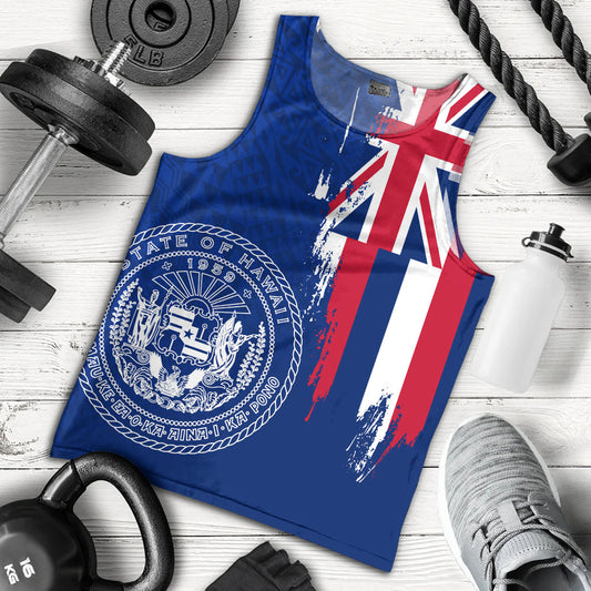 Hawaii Tank Top Flag Polynesian Style Ocean Blue