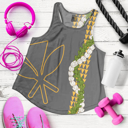 Hawaii Women Tank Kanaka Maoli Puakenikeni Maile Flower Lei