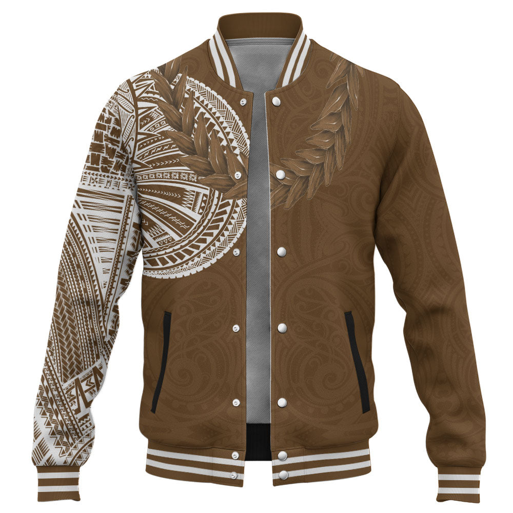 Samoa Baseball Jacket Tattoo Roman Reigns With Ula Fala Style Brown