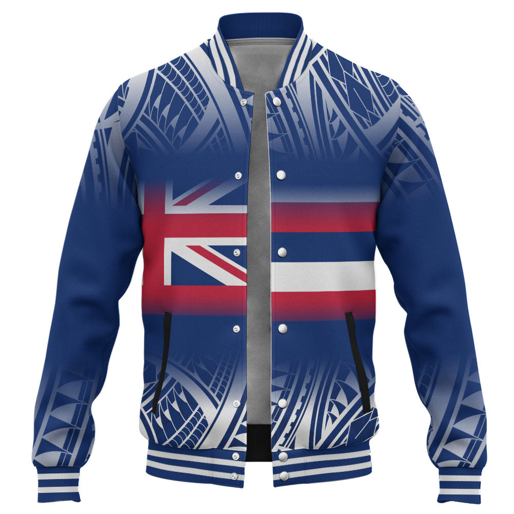 Hawaii Baseball Jacket Polynesian Tribal Aloha Hawaii Flag