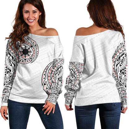 Philippines Filipinos Off Shoulder Sweatshirt Original Polynesian And Tribal Tattoo Design