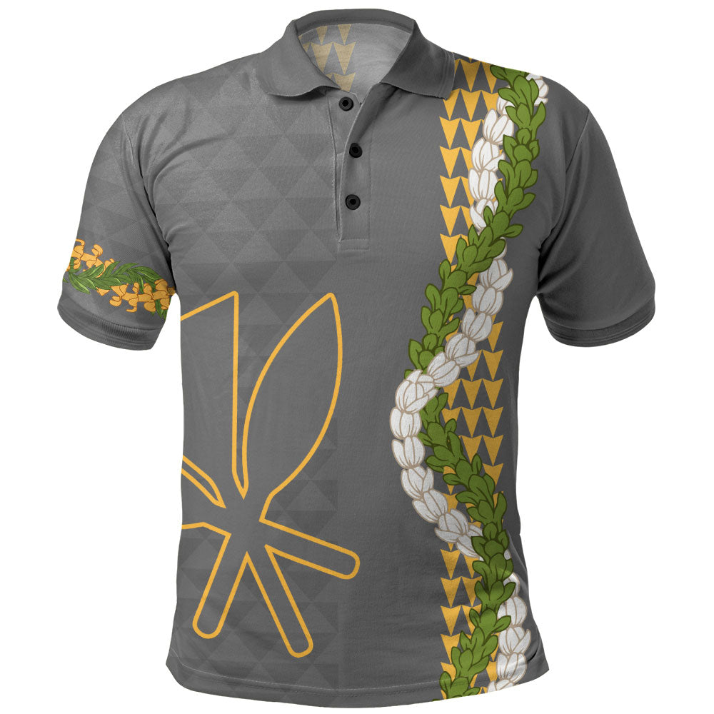 Hawaii Polo Shirt Kanaka Maoli Puakenikeni Maile Flower Lei