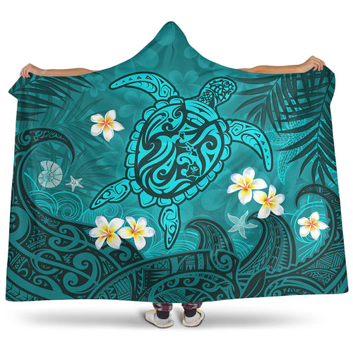 Hawaii Hooded Blanket Hawaiian Sea Turtle & Floral Dreams