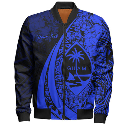 Guam Bomber Jacket Custom Hibiscus Flower Symbols Style