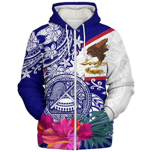 American Samoa Sherpa Hoodie Flag Tribal Tropical Style