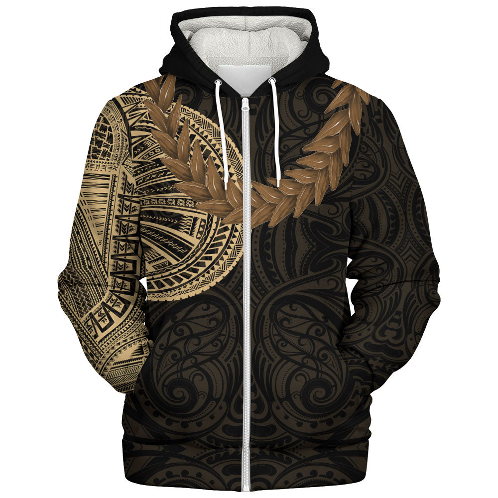 Samoa Sherpa Hoodie Tattoo Roman Reigns With Ula Fala Style Brown