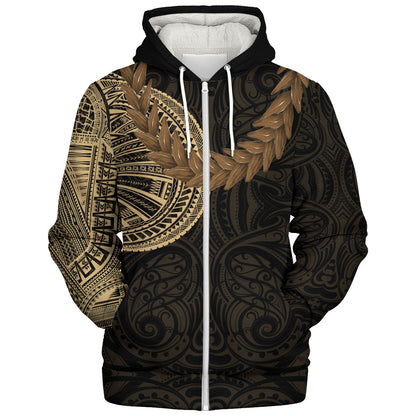 Samoa Sherpa Hoodie Tattoo Roman Reigns With Ula Fala Style Brown