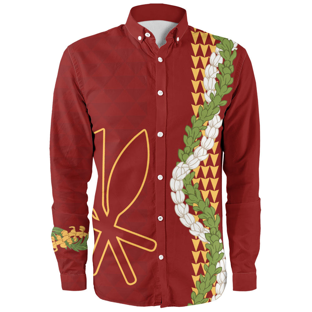 Hawaii Long Sleeve Shirt Kanaka Maoli Puakenikeni Maile Flower Lei