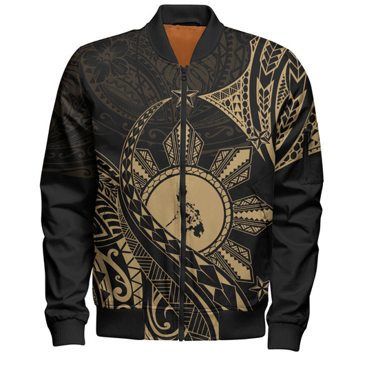 Philippines Filipinos Bomber Jacket Filipino Polynesia Star With Tribal Design