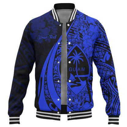 Guam Baseball Jacket Custom Hibiscus Flower Symbols Style