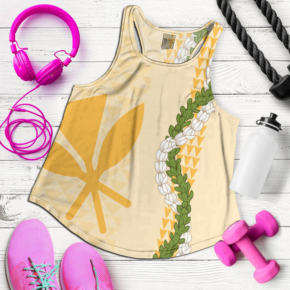 Hawaii Women Tank Kanaka Maoli Puakenikeni Maile Flower Lei