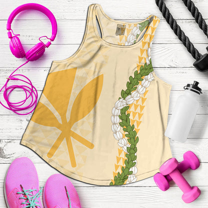 Hawaii Women Tank Kanaka Maoli Puakenikeni Maile Flower Lei