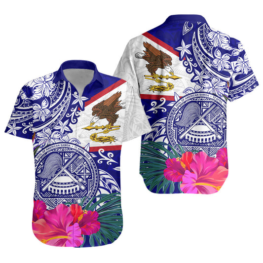 American Samoa Short Sleeve Shirt Flag Tribal Tropical Style