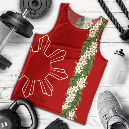 Philippines Filipinos Tank Top Sampaguita Flower Sun Pattern Island Style