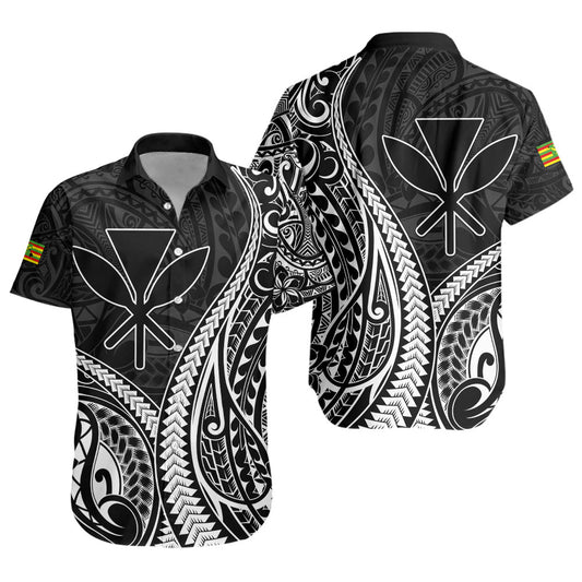 Hawaii Short Sleeve Shirt Polynesian Tribal Tattoo Island Spirit Style