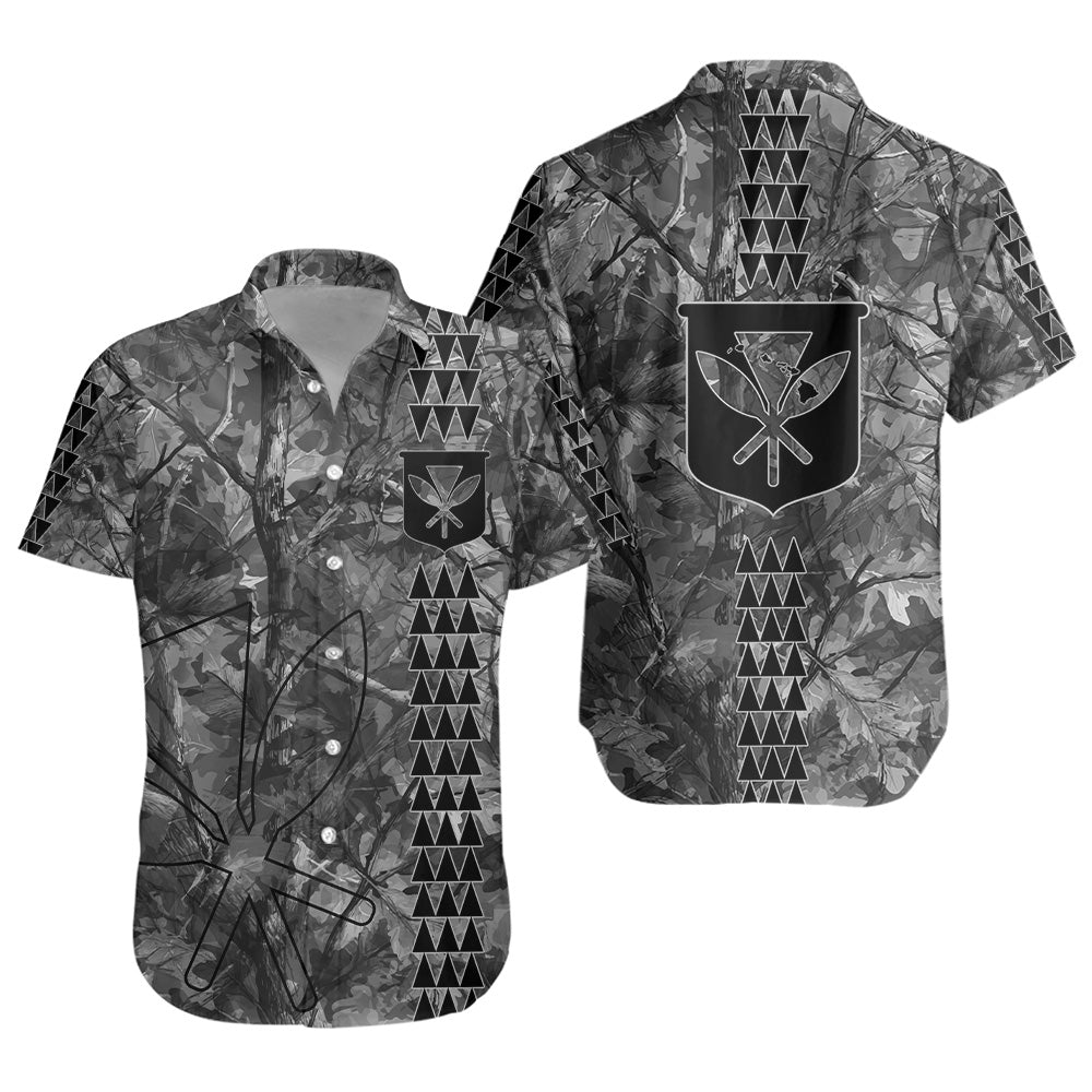 Hawaii Short Sleeve Shirt Woodland Kanaka Camo Style