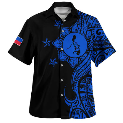 Philippines Filipinos Hawaiian Shirt Flag Sun Map Tribal Fusion Style