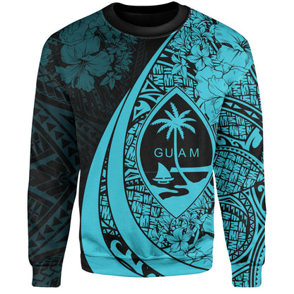 Guam Sweatshirt Custom Hibiscus Flower Symbols Style