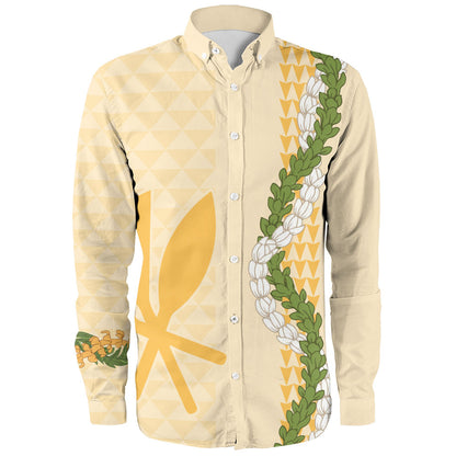 Hawaii Long Sleeve Shirt Kanaka Maoli Puakenikeni Maile Flower Lei