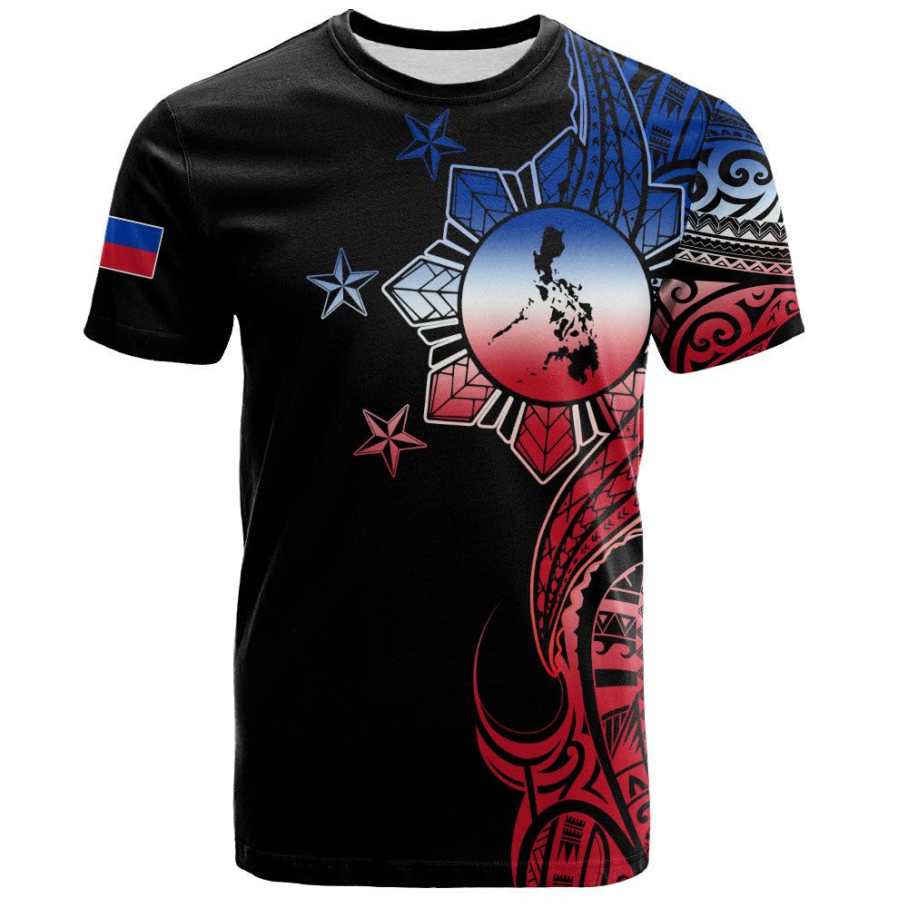 Philippines Filipinos T-Shirt Flag Sun Map Tribal Fusion Style