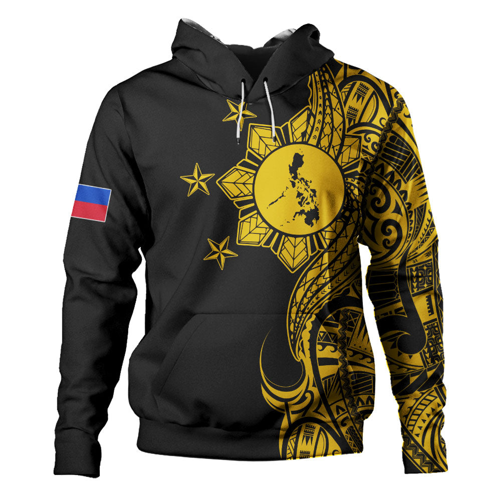 Philippines Filipinos Hoodie Flag Sun Map Tribal Fusion Style