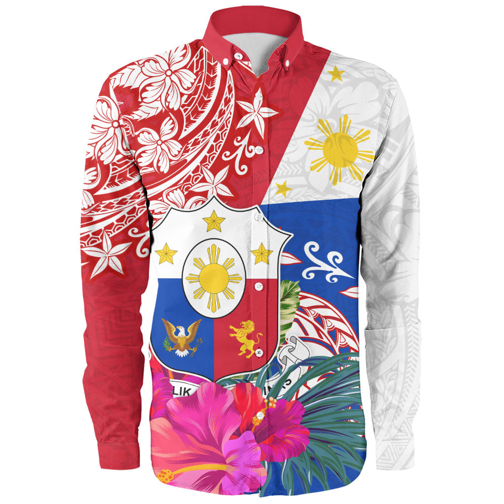 Philippines Filipinos Long Sleeve Shirt Flag Tribal Tropical Style