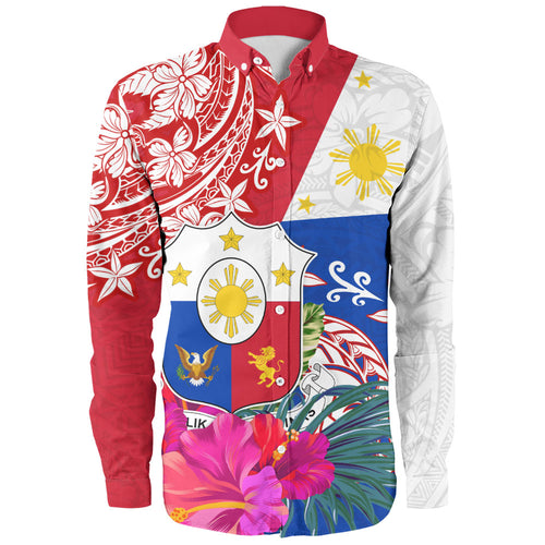 Philippines Filipinos Long Sleeve Shirt Flag Tribal Tropical Style