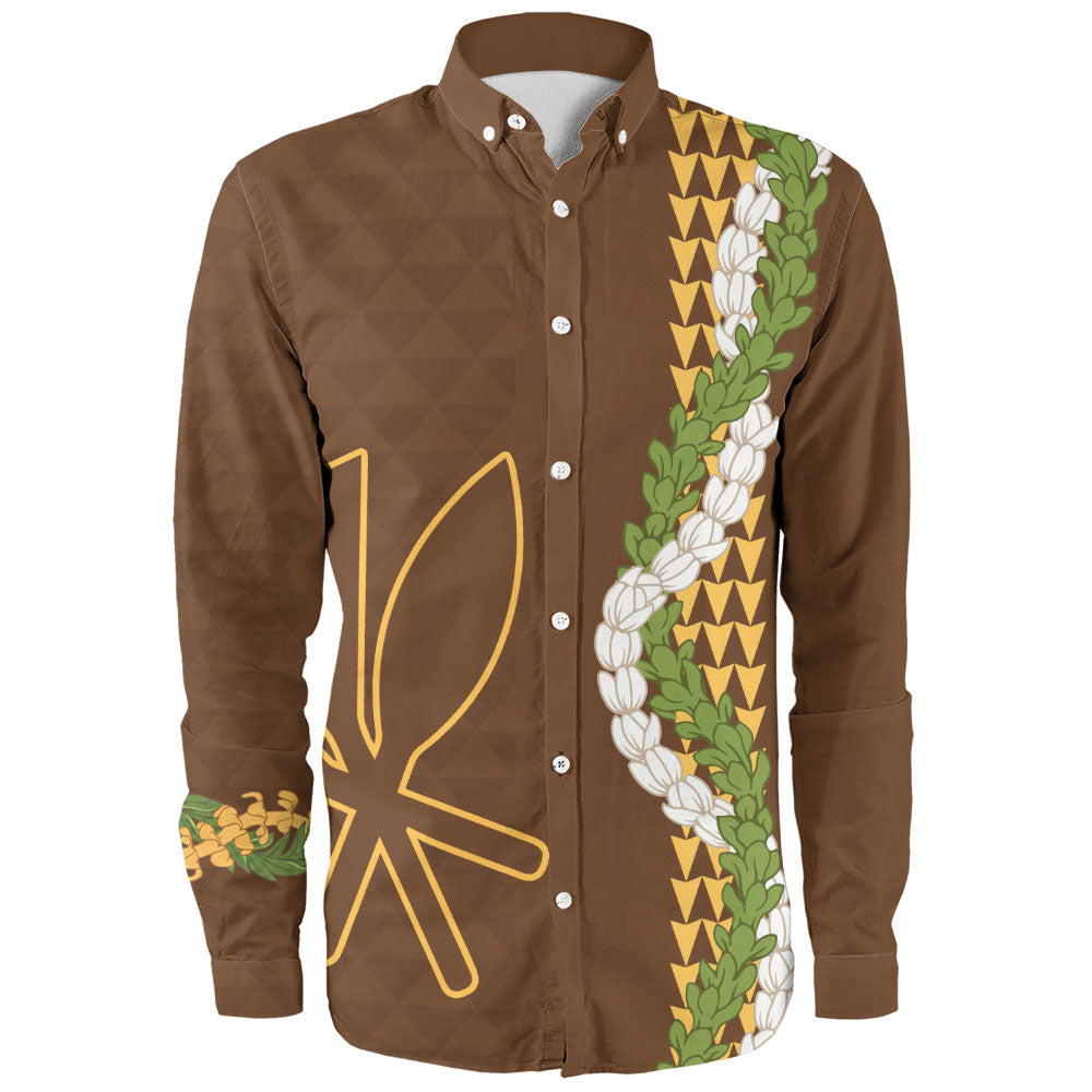 Hawaii Long Sleeve Shirt Kanaka Maoli Puakenikeni Maile Flower Lei