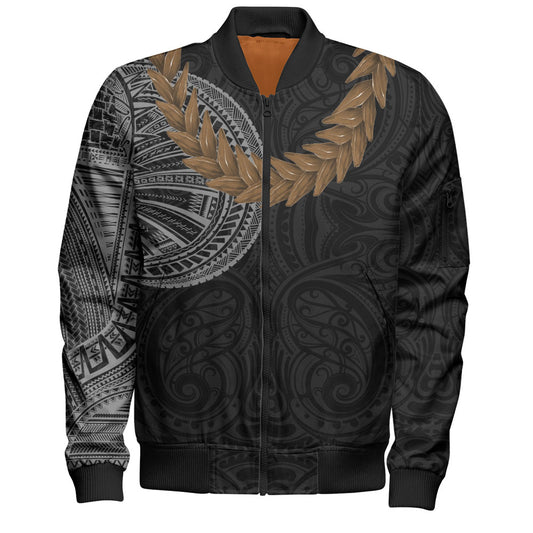Samoa Bomber Jacket Tattoo Roman Reigns With Ula Fala Style Brown