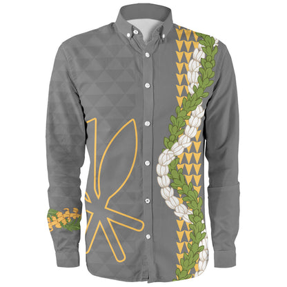 Hawaii Long Sleeve Shirt Kanaka Maoli Puakenikeni Maile Flower Lei