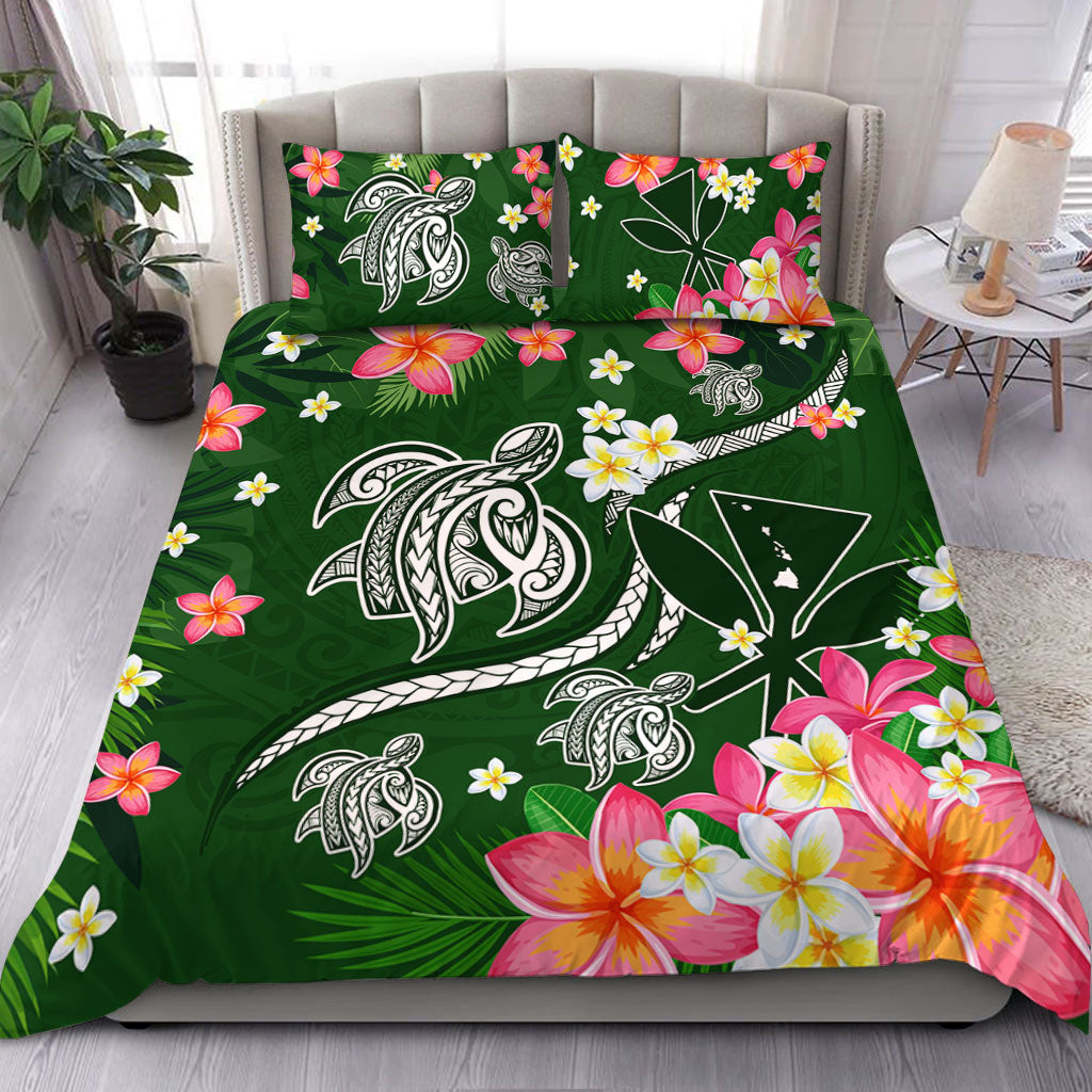 Hawaii Bedding Set Aloha Island Turtle Plumeria Flower Tropical Fabric