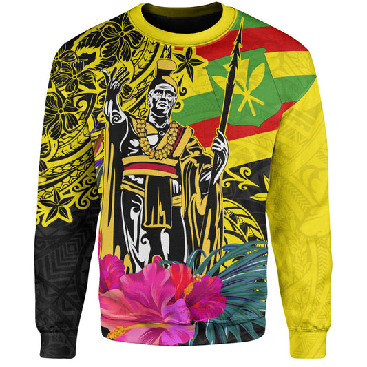 Hawaii Sweatshirt Kanaka Maoli King Flag Tribal Tropical Style