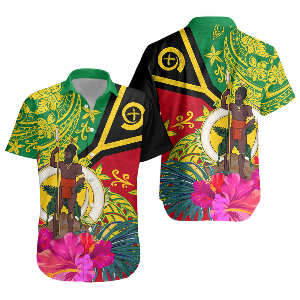 Vanuatu Short Sleeve Shirt Flag Tribal Tropical Style