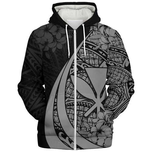 Hawaii Sherpa Hoodie National Plumeria Flower Symbols Style