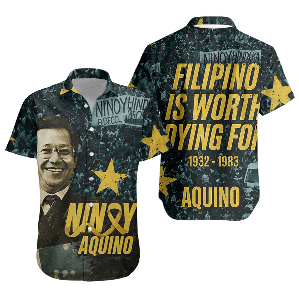 Philippines Filipinos Short Sleeve Shirt Ninoy Aquino Philippine History Tribute Style