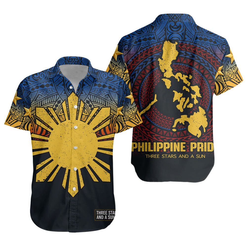 Philippines Filipinos Short Sleeve Shirt Philippine Pride Three Stars and A Sun