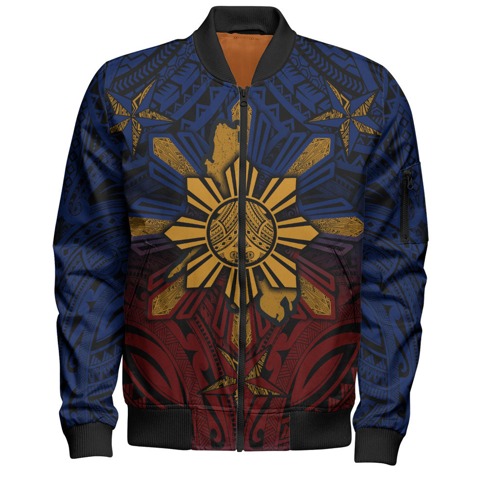 Philippines Filipinos Bomber Jacket Golden Sun Islands Tribal Style