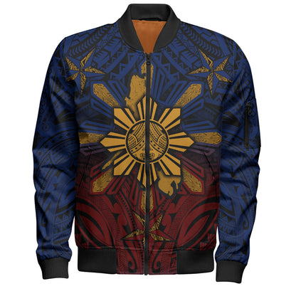 Philippines Filipinos Bomber Jacket Golden Sun Islands Tribal Style