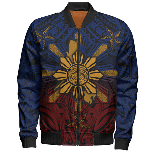 Philippines Filipinos Bomber Jacket Golden Sun Islands Tribal Style