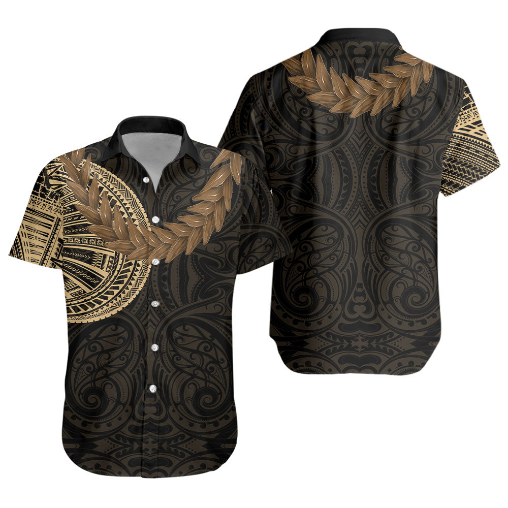Samoa Short Sleeve Shirt Tattoo Roman Reigns With Ula Fala Style Brown