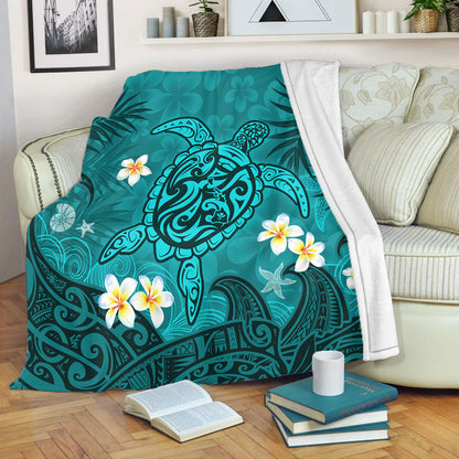 Hawaii Premium Blanket Hawaiian Sea Turtle & Floral Dreams