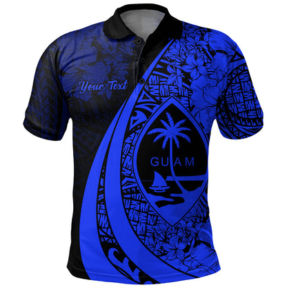 Guam Polo Shirt Custom Hibiscus Flower Symbols Style