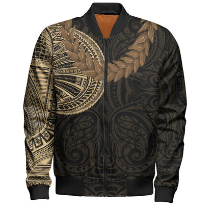 Samoa Bomber Jacket Tattoo Roman Reigns With Ula Fala Style Brown