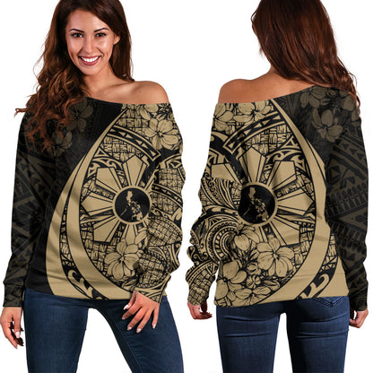 Philippines Filipinos Off Shoulder Sweatshirt Custom National Sampaguita Flower Symbols Style