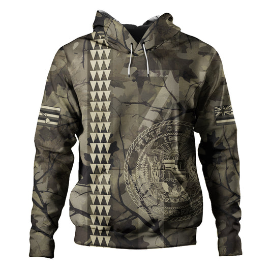 Hawaii Hoodie Tribal Kakau Camouflage Green